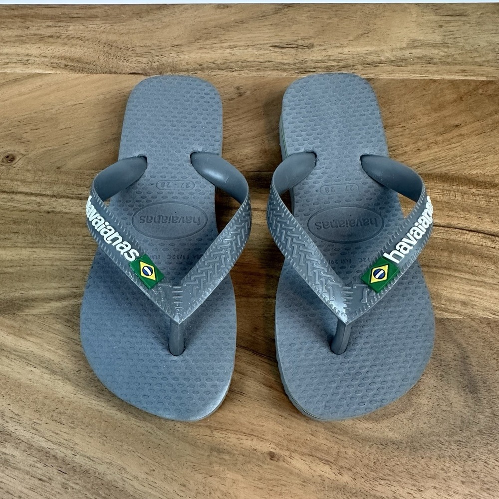 New Kids Childrens Havaianas Brasil Logo Sandals Flip Flops Size 11/12 C